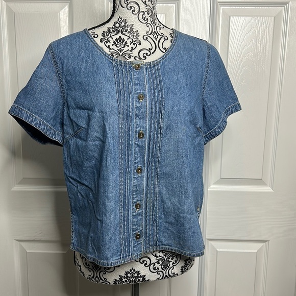 Liz Claiborne Blue Jean Look Button Down 8P Grandmacore - Picture 1 of 5